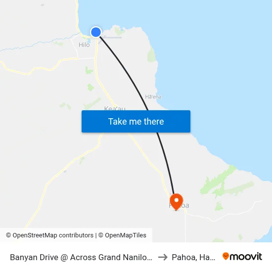 Banyan Drive @ Across Grand Naniloa Hotel to Pahoa, Hawaii map