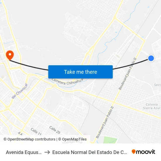 Avenida Equus, 352 to Escuela Normal Del Estado De Chihuahua map