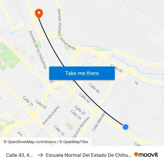 Calle 43, 4215 to Escuela Normal Del Estado De Chihuahua map