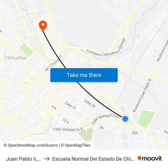 Juan Pablo Ii, 418 to Escuela Normal Del Estado De Chihuahua map