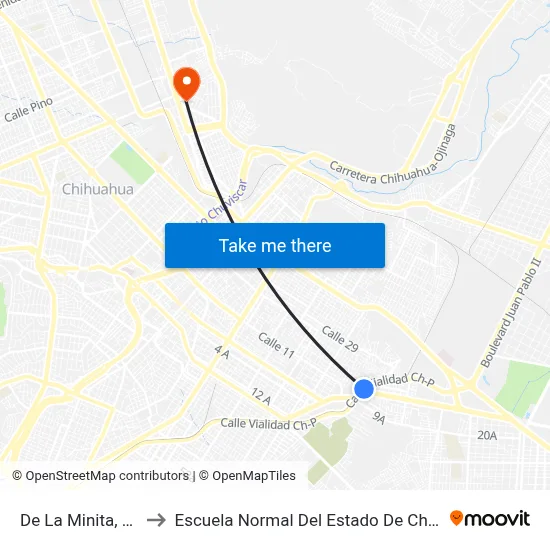 De La Minita, 1301 to Escuela Normal Del Estado De Chihuahua map