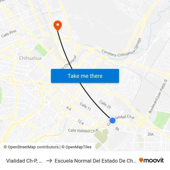 Vialidad Ch-P, 8814 to Escuela Normal Del Estado De Chihuahua map