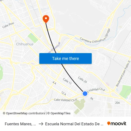 Fuentes Mares, 1108a to Escuela Normal Del Estado De Chihuahua map