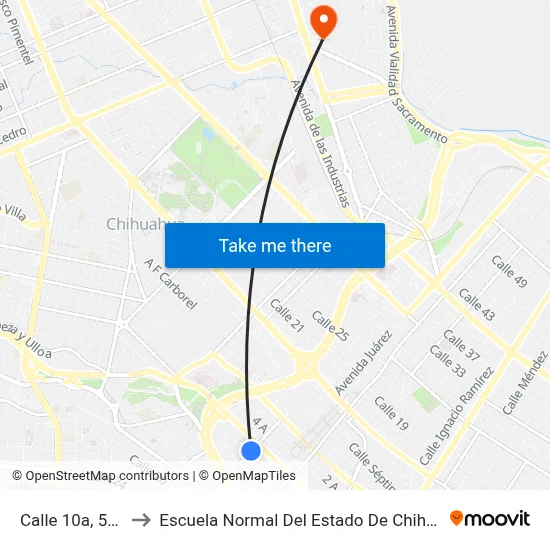 Calle 10a, 516a to Escuela Normal Del Estado De Chihuahua map