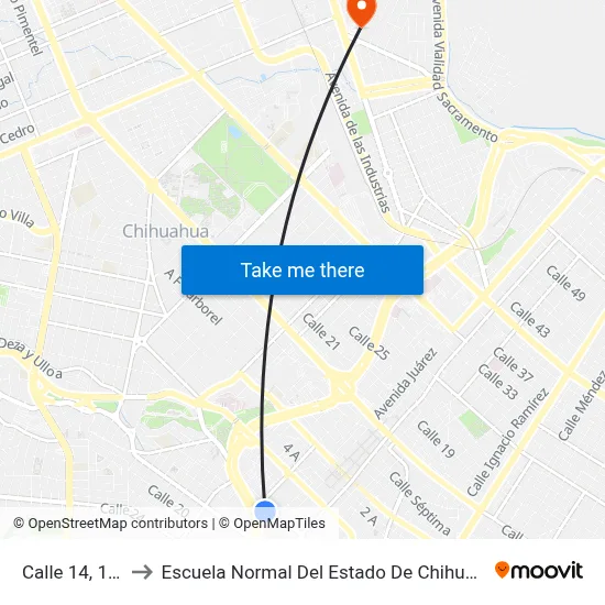 Calle 14, 104 to Escuela Normal Del Estado De Chihuahua map