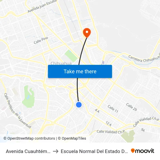 Avenida Cuauhtémoc, 1400 to Escuela Normal Del Estado De Chihuahua map