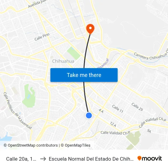 Calle 20a, 1815 to Escuela Normal Del Estado De Chihuahua map