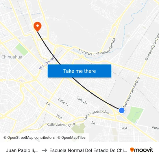 Juan Pablo Ii, 901 to Escuela Normal Del Estado De Chihuahua map