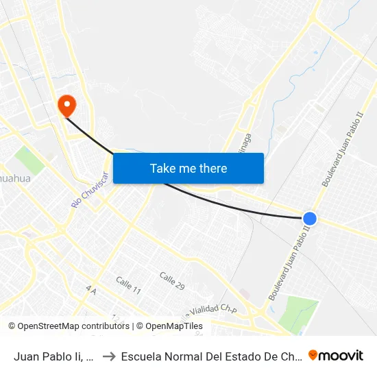 Juan Pablo Ii, 4701 to Escuela Normal Del Estado De Chihuahua map