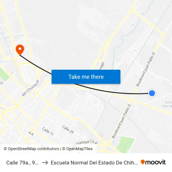 Calle 79a., 9606 to Escuela Normal Del Estado De Chihuahua map