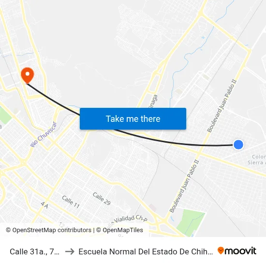 Calle 31a., 7700 to Escuela Normal Del Estado De Chihuahua map