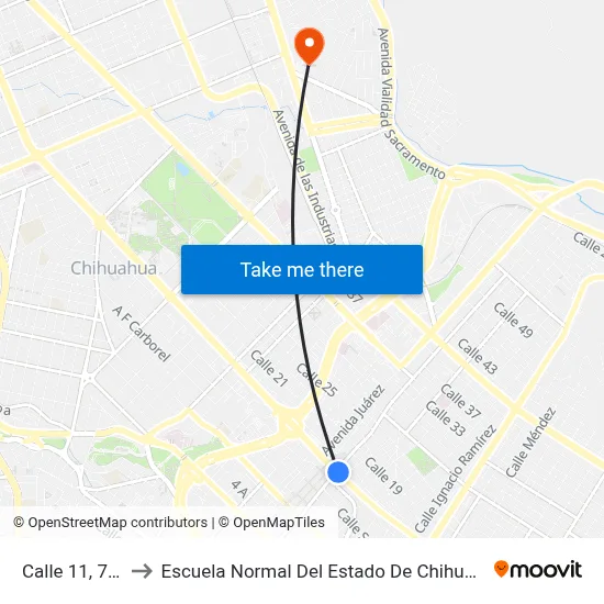 Calle 11, 713 to Escuela Normal Del Estado De Chihuahua map