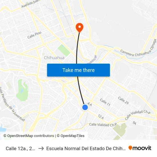 Calle 12a., 2607 to Escuela Normal Del Estado De Chihuahua map