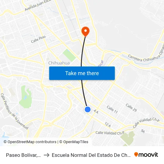 Paseo Bolívar, 614 to Escuela Normal Del Estado De Chihuahua map