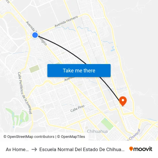 Av Homero to Escuela Normal Del Estado De Chihuahua map