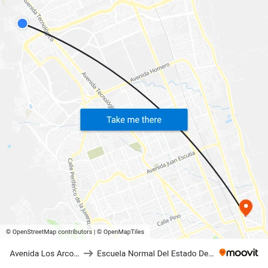 Avenida Los Arcos, 2218 to Escuela Normal Del Estado De Chihuahua map