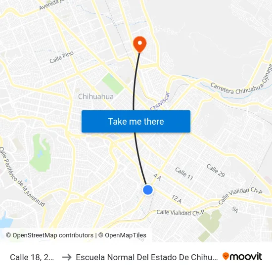 Calle 18, 2619 to Escuela Normal Del Estado De Chihuahua map
