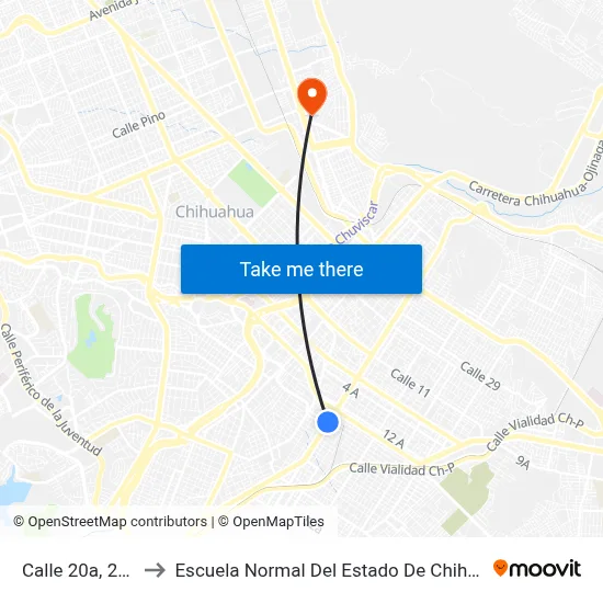 Calle 20a, 2609 to Escuela Normal Del Estado De Chihuahua map