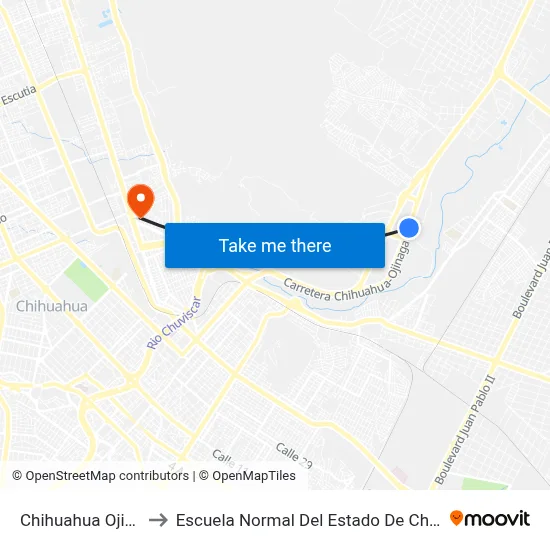Chihuahua Ojinaga to Escuela Normal Del Estado De Chihuahua map