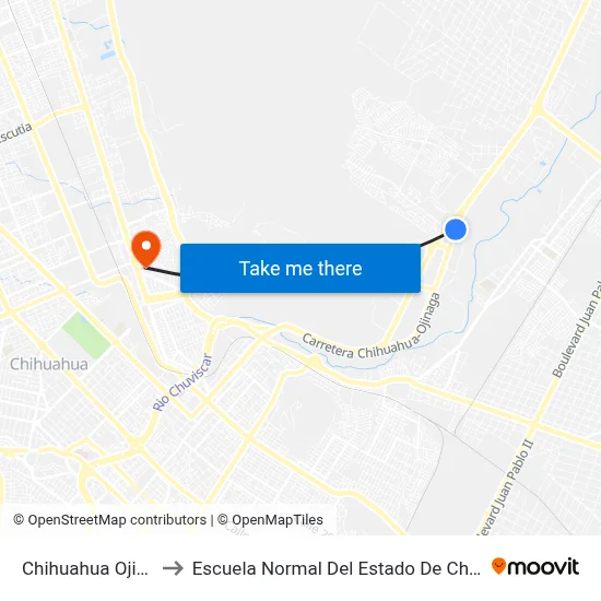 Chihuahua Ojinaga to Escuela Normal Del Estado De Chihuahua map