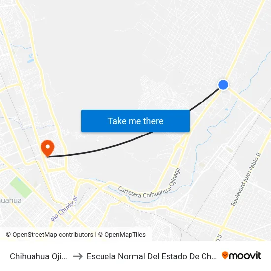 Chihuahua Ojinaga to Escuela Normal Del Estado De Chihuahua map