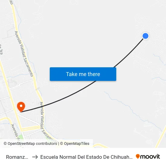 Romanzza to Escuela Normal Del Estado De Chihuahua map
