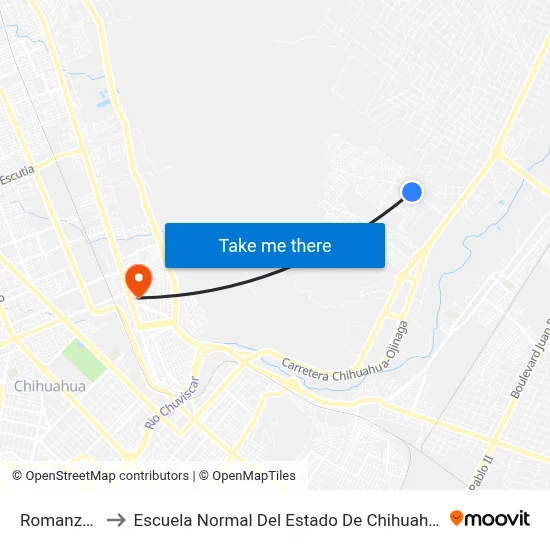 Romanzza to Escuela Normal Del Estado De Chihuahua map