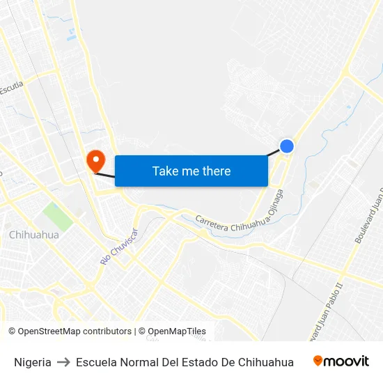 Nigeria to Escuela Normal Del Estado De Chihuahua map