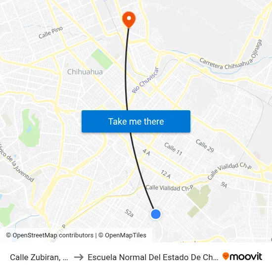 Calle Zubiran, 4217 to Escuela Normal Del Estado De Chihuahua map