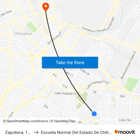 Zapoteca, 1809 to Escuela Normal Del Estado De Chihuahua map