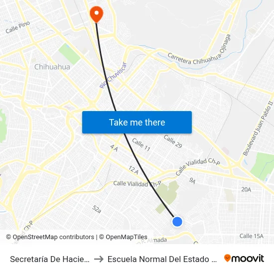 Secretaría De Hacienda, 7407 to Escuela Normal Del Estado De Chihuahua map