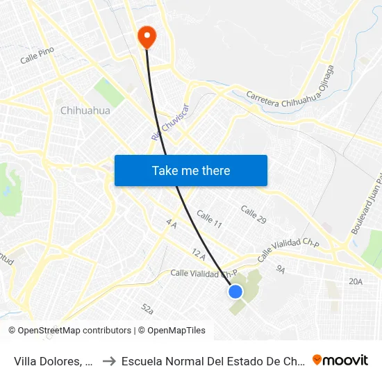 Villa Dolores, 1606 to Escuela Normal Del Estado De Chihuahua map