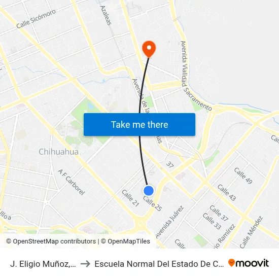 J. Eligio Muñoz, 2514 to Escuela Normal Del Estado De Chihuahua map