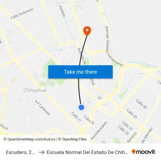 Escudero, 2702 to Escuela Normal Del Estado De Chihuahua map