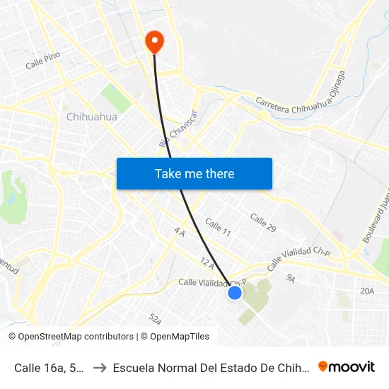 Calle 16a, 5812 to Escuela Normal Del Estado De Chihuahua map