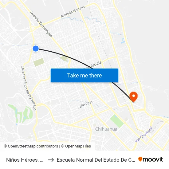 Niños Héroes, 1526a to Escuela Normal Del Estado De Chihuahua map