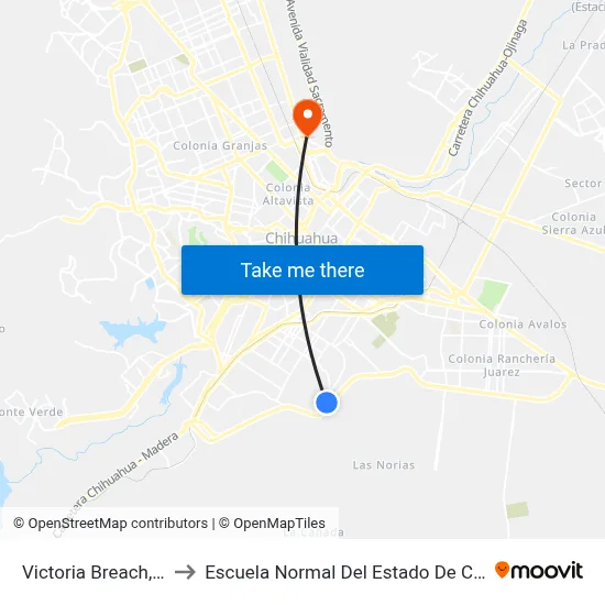 Victoria Breach, 5600 to Escuela Normal Del Estado De Chihuahua map
