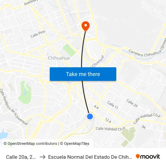 Calle 20a, 2609 to Escuela Normal Del Estado De Chihuahua map