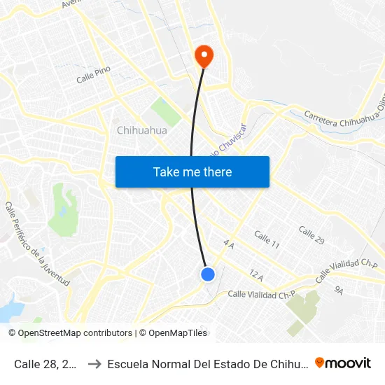 Calle 28, 2614 to Escuela Normal Del Estado De Chihuahua map