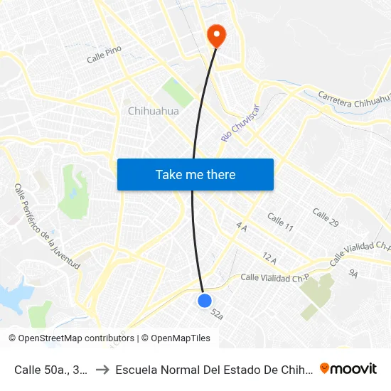 Calle 50a., 3007 to Escuela Normal Del Estado De Chihuahua map