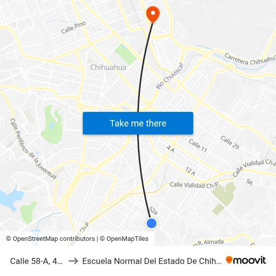 Calle 58-A, 4014 to Escuela Normal Del Estado De Chihuahua map