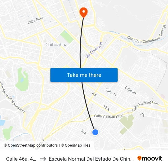 Calle 46a, 4612 to Escuela Normal Del Estado De Chihuahua map