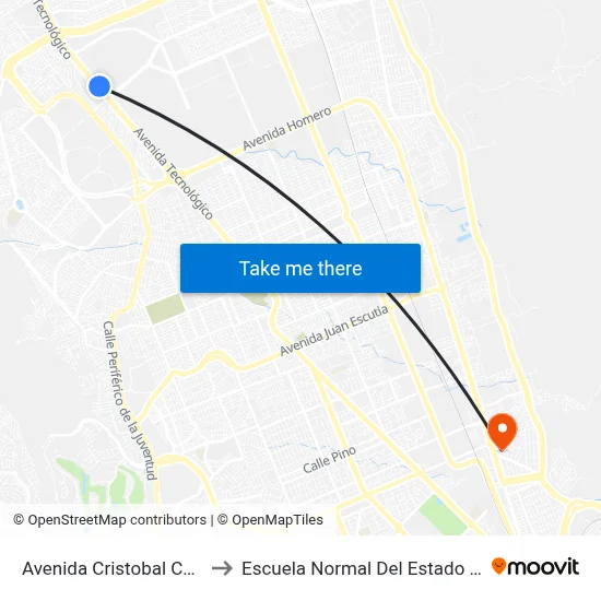 Avenida Cristobal Colón, 11520 to Escuela Normal Del Estado De Chihuahua map