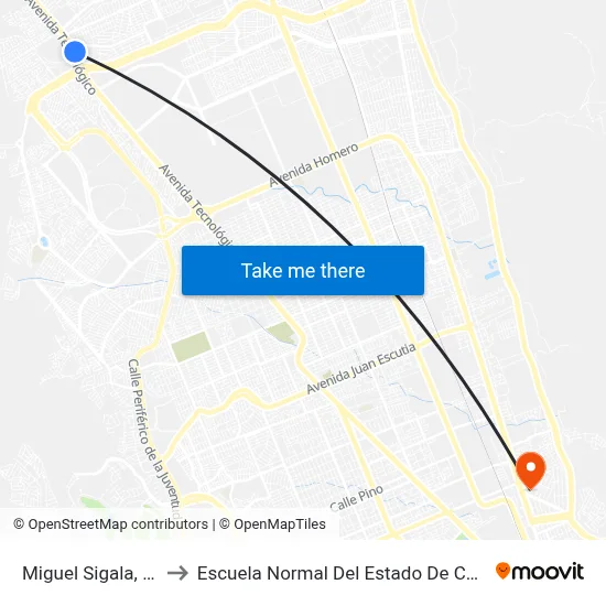 Miguel Sigala, 1248 to Escuela Normal Del Estado De Chihuahua map