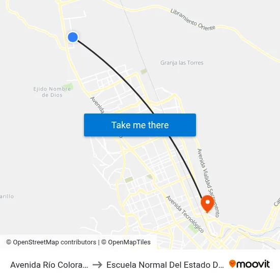 Avenida Río Colorado, 1826 to Escuela Normal Del Estado De Chihuahua map