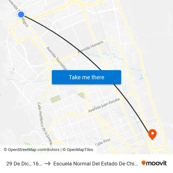 29 De Dic., 16690 to Escuela Normal Del Estado De Chihuahua map