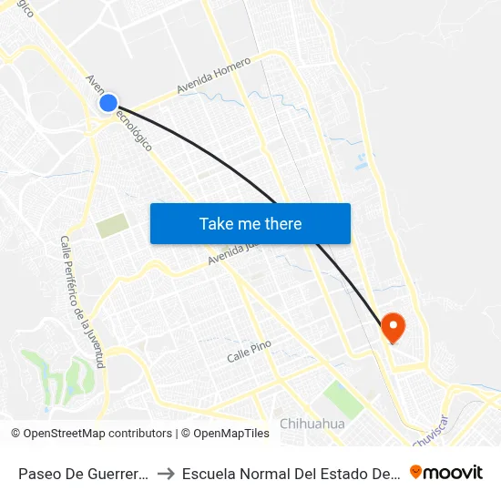 Paseo De Guerrero, 2212 to Escuela Normal Del Estado De Chihuahua map