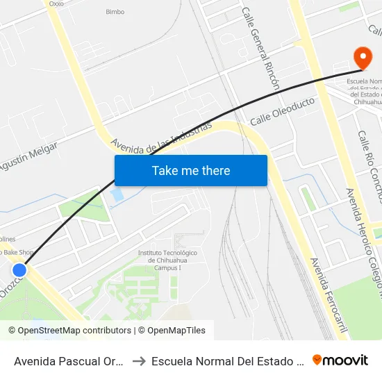 Avenida Pascual Orozco, 2901 to Escuela Normal Del Estado De Chihuahua map