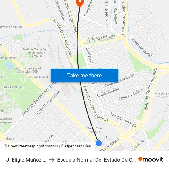 J. Eligio Muñoz, 3500 to Escuela Normal Del Estado De Chihuahua map