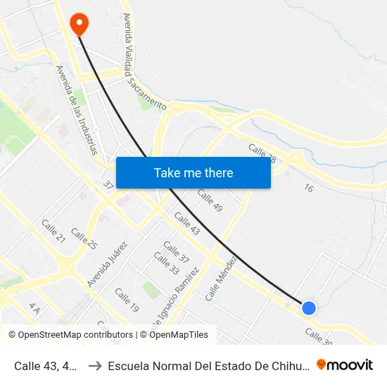 Calle 43, 4818 to Escuela Normal Del Estado De Chihuahua map